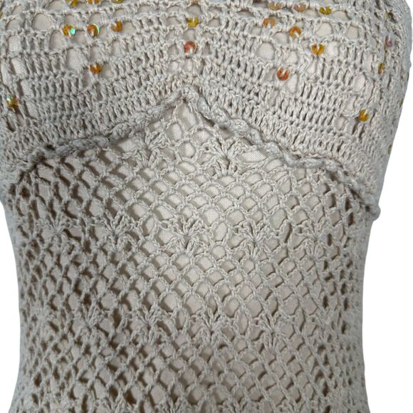J.J. Basics Vintage y2k Lace Sequin Crochet Babydoll Halter Blouse Size Medium - Picture 7 of 7